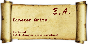 Bineter Anita névjegykártya